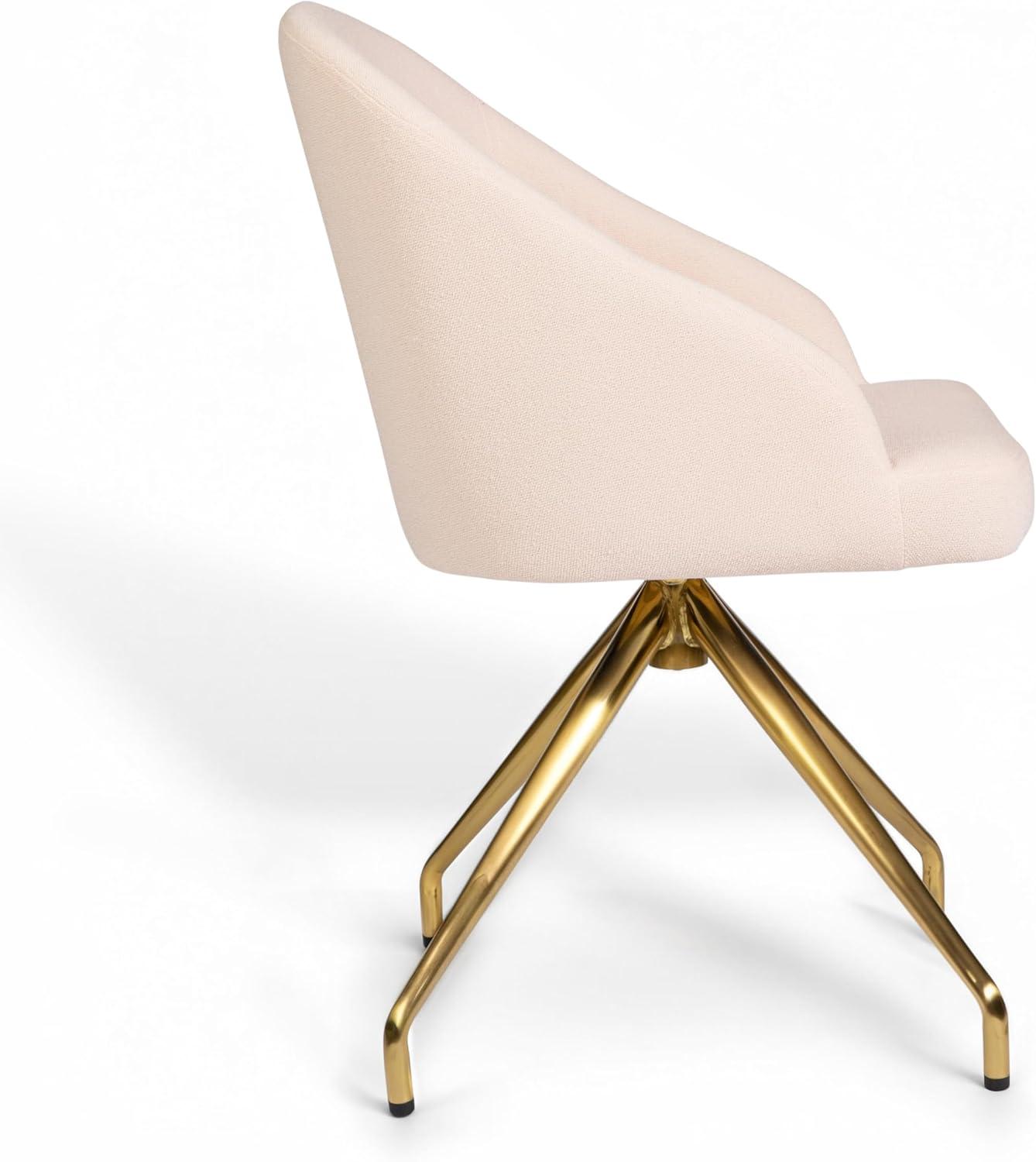 imageMartha Stewart Sora Stationary Swivel Task Chair with Sloped Arms for Home Office in Sage Faux Leather with Polished Brass FrameConch Shell FabricPolished Brass Frame