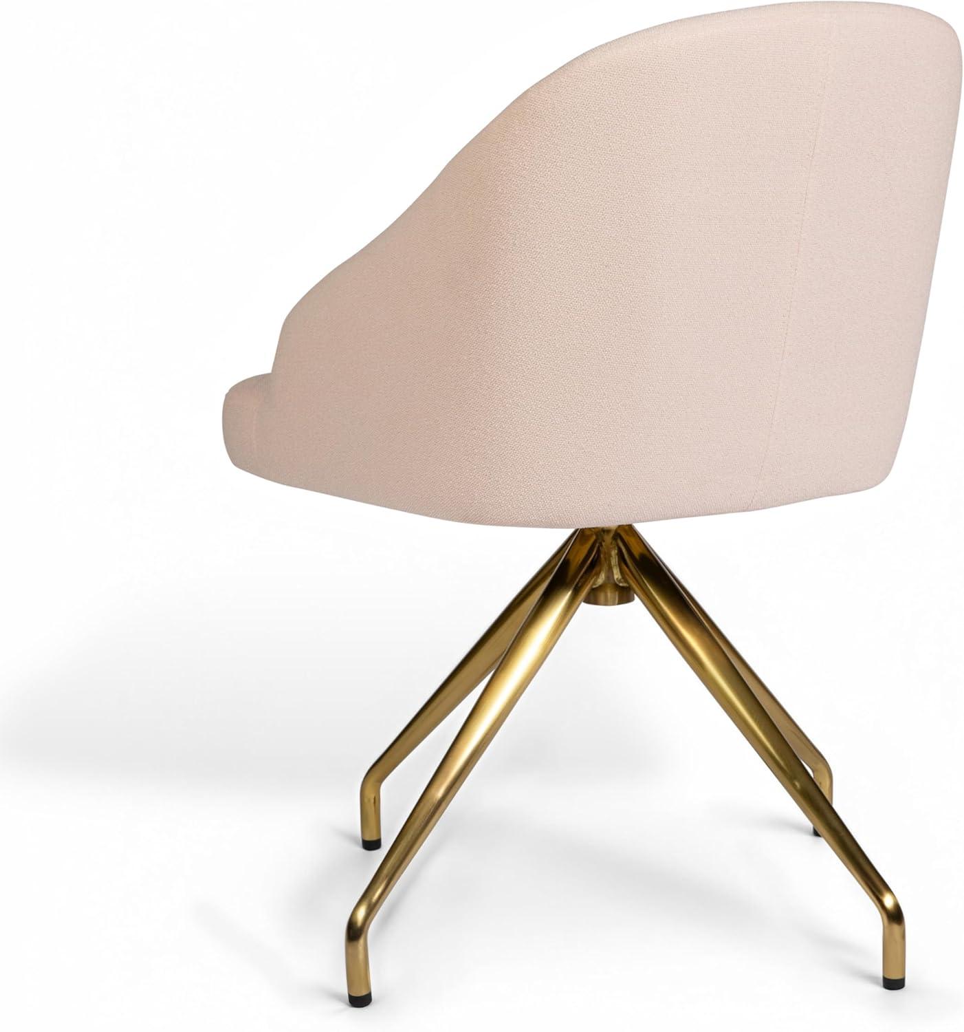 imageMartha Stewart Sora Stationary Swivel Task Chair with Sloped Arms for Home Office in Sage Faux Leather with Polished Brass FrameConch Shell FabricPolished Brass Frame