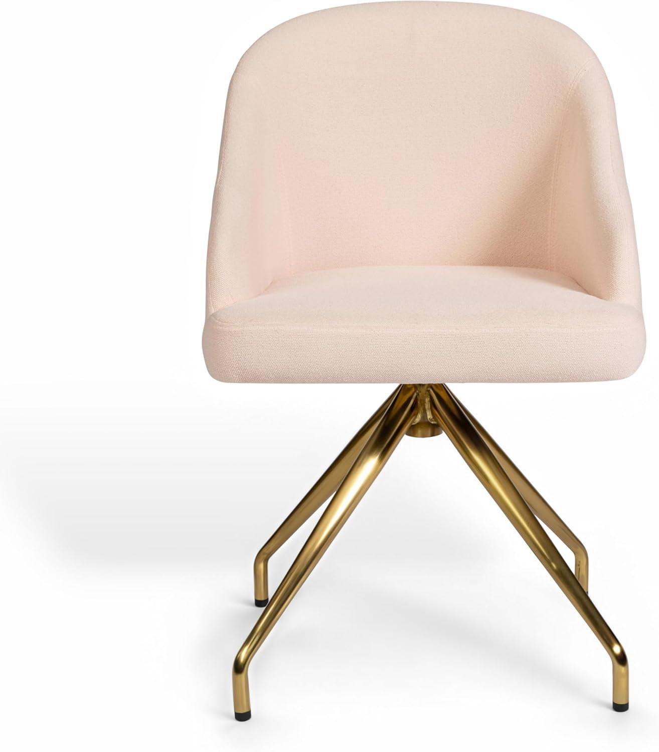 imageMartha Stewart Sora Stationary Swivel Task Chair with Sloped Arms for Home Office in Sage Faux Leather with Polished Brass FrameConch Shell FabricPolished Brass Frame