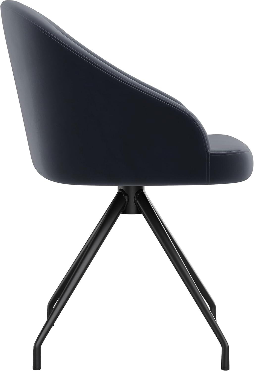 imageMartha Stewart Sora Stationary Swivel Task Chair with Sloped Arms for Home Office in Sage Faux Leather with Polished Brass FrameGray VelvetOil Rubbed Bronze