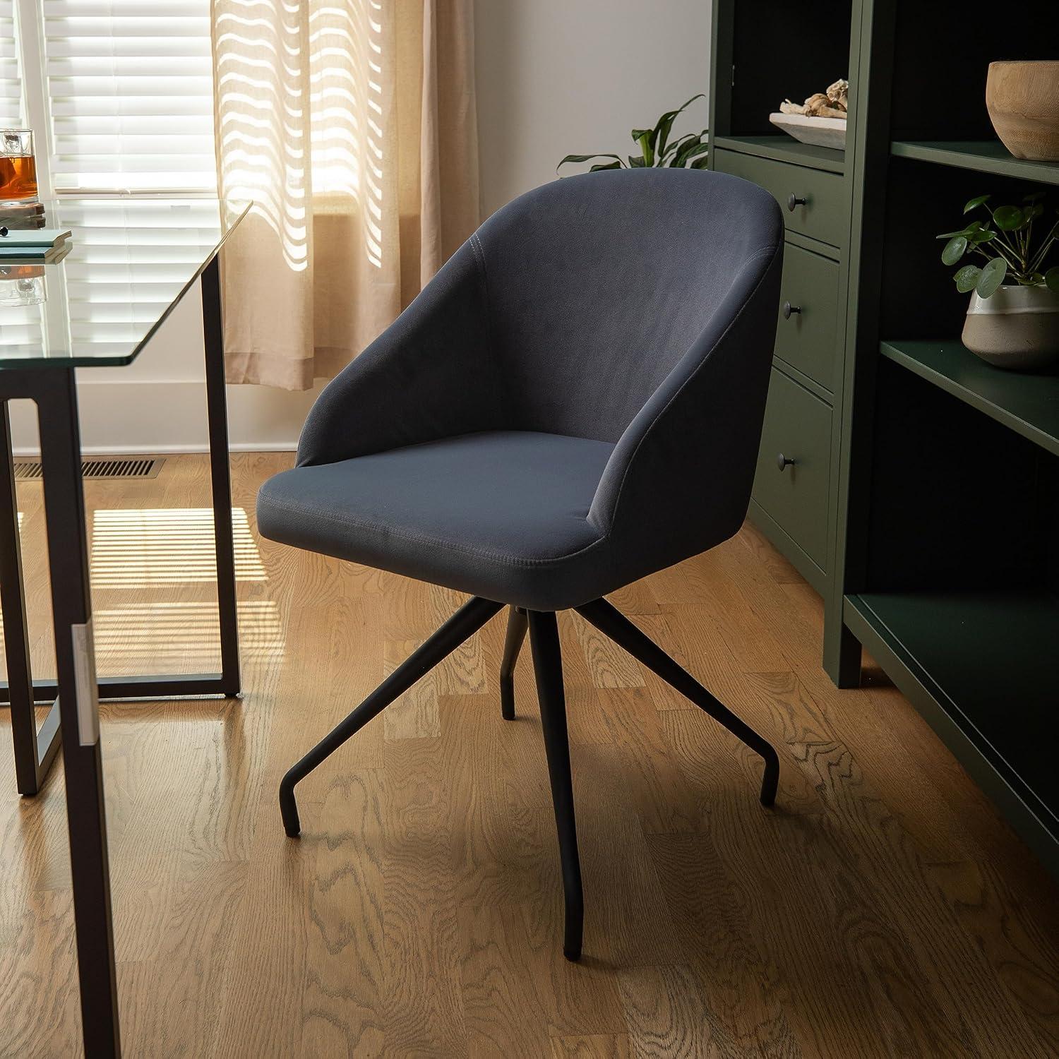 imageMartha Stewart Sora Stationary Swivel Task Chair with Sloped Arms for Home Office in Sage Faux Leather with Polished Brass FrameGray VelvetOil Rubbed Bronze