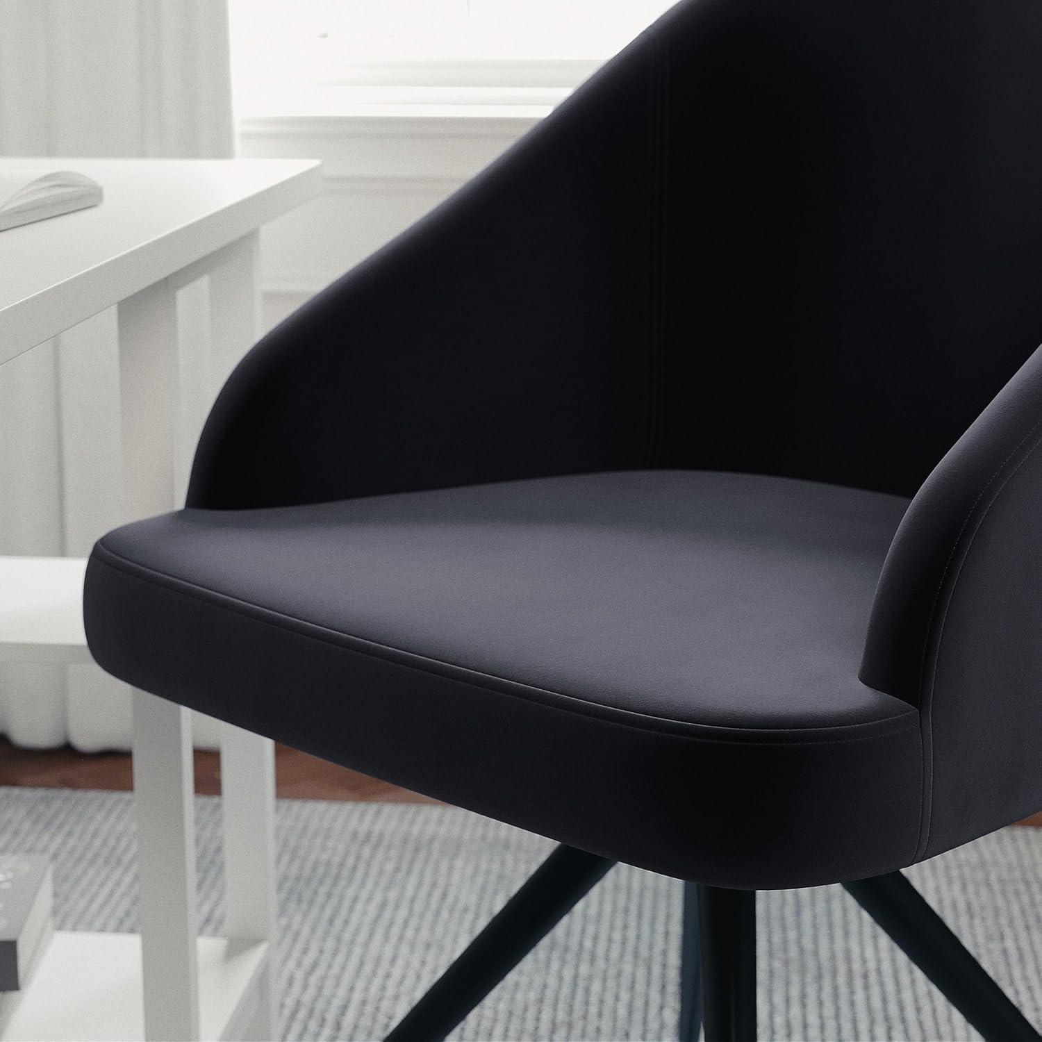 imageMartha Stewart Sora Stationary Swivel Task Chair with Sloped Arms for Home Office in Sage Faux Leather with Polished Brass FrameGray VelvetOil Rubbed Bronze