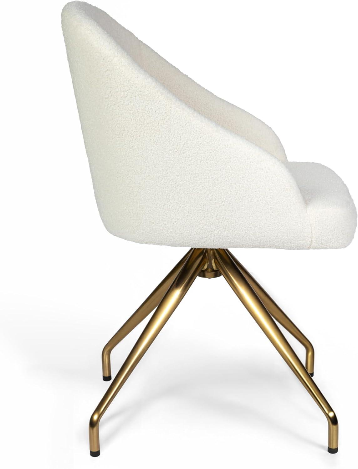 imageMartha Stewart Sora Stationary Swivel Task Chair with Sloped Arms for Home Office in Sage Faux Leather with Polished Brass FrameOff White BouclePolished Brass Frame