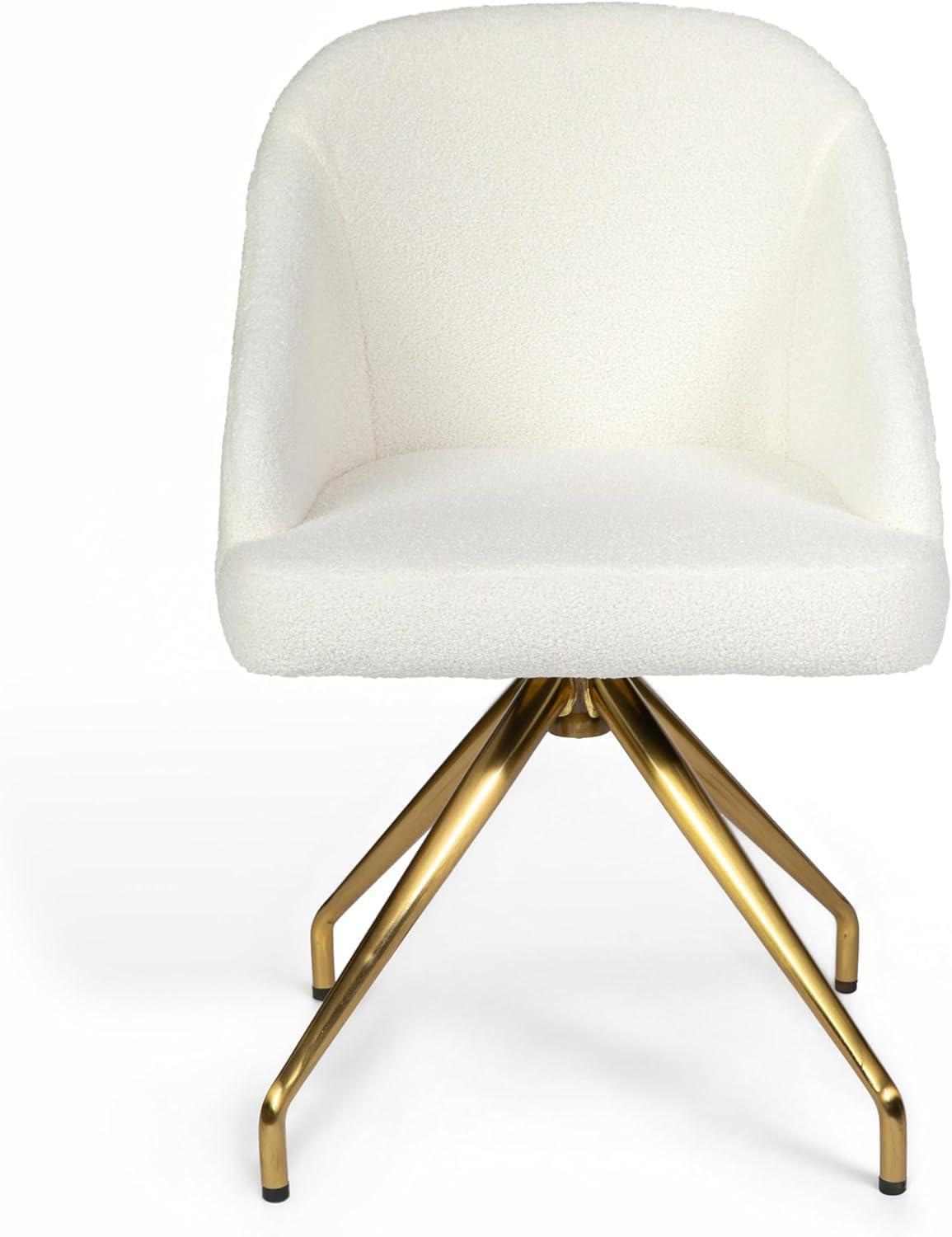 imageMartha Stewart Sora Stationary Swivel Task Chair with Sloped Arms for Home Office in Sage Faux Leather with Polished Brass FrameOff White BouclePolished Brass Frame