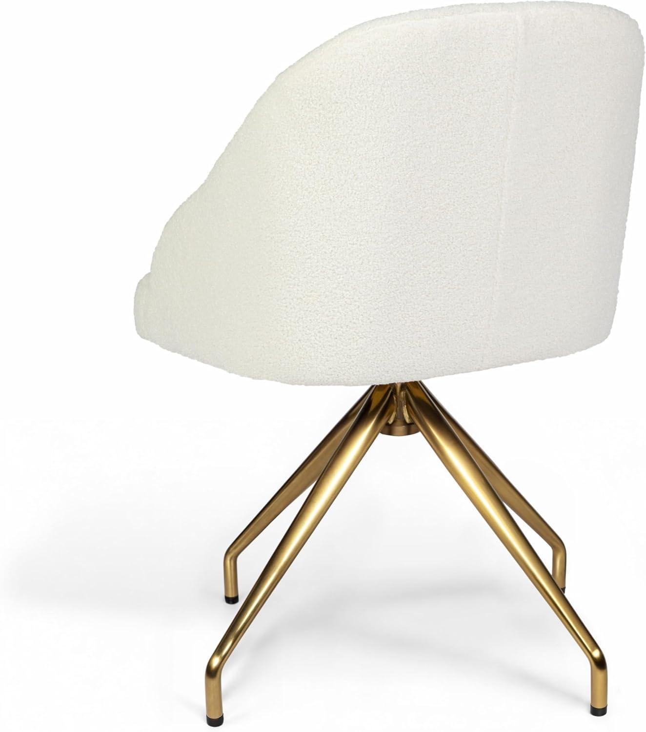 imageMartha Stewart Sora Stationary Swivel Task Chair with Sloped Arms for Home Office in Sage Faux Leather with Polished Brass FrameOff White BouclePolished Brass Frame