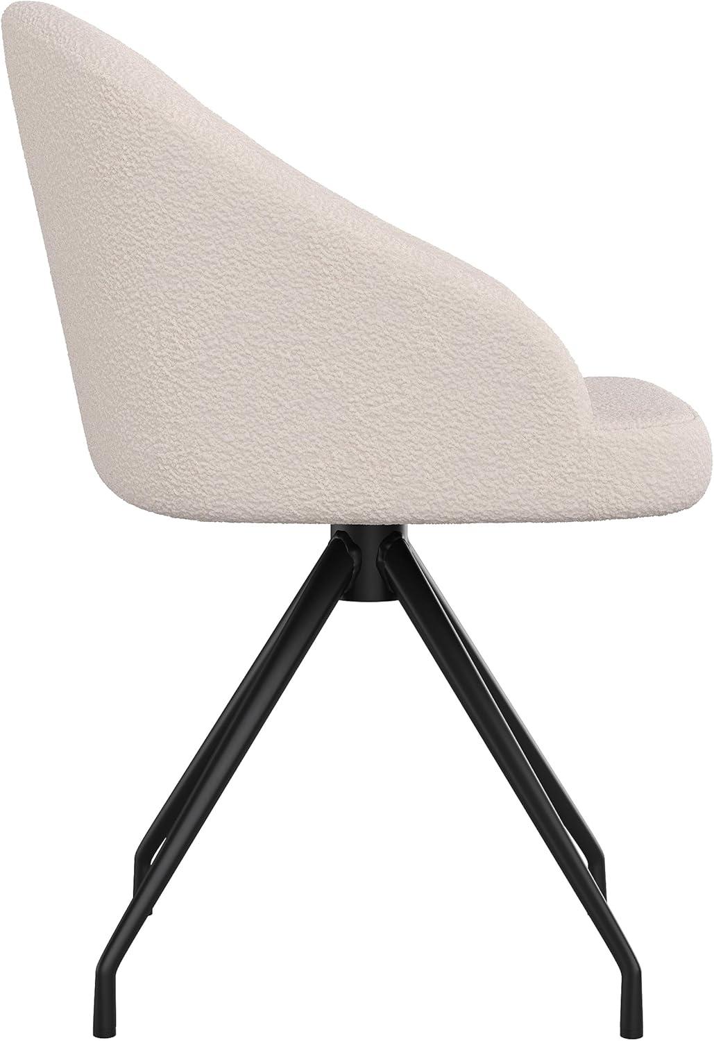 imageMartha Stewart Sora Stationary Swivel Task Chair with Sloped Arms for Home Office in Sage Faux Leather with Polished Brass FrameWhite BoucleOil Rubbed Bronze
