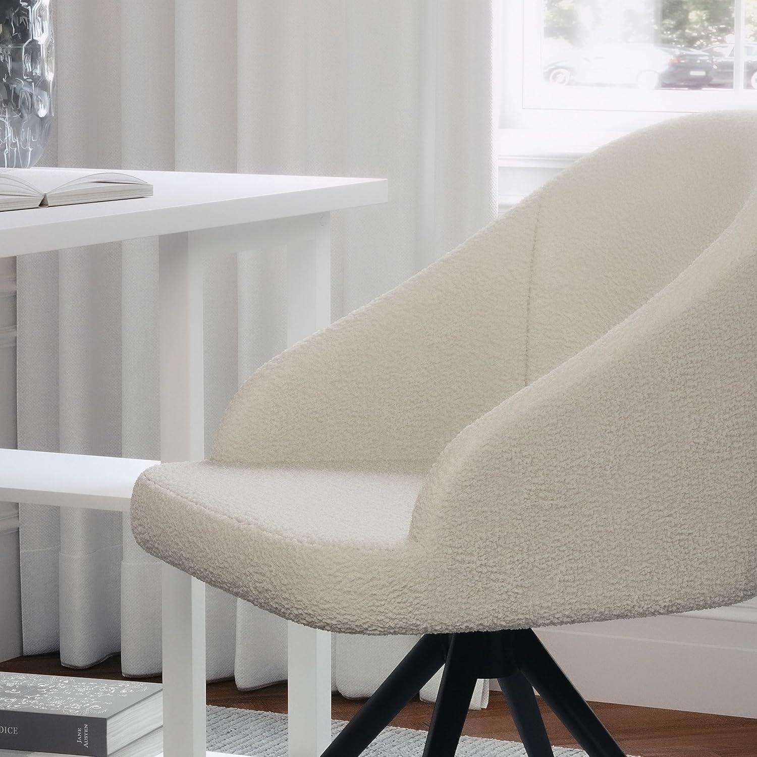 imageMartha Stewart Sora Stationary Swivel Task Chair with Sloped Arms for Home Office in Sage Faux Leather with Polished Brass FrameWhite BoucleOil Rubbed Bronze