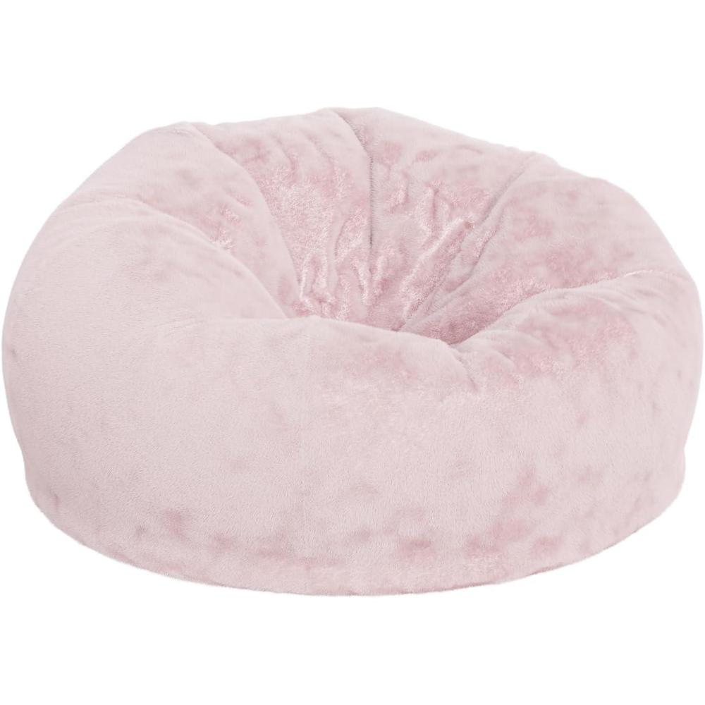imageFlash Furniture Duncan Oversized Bean Bag Chair for Kids and Adults FoamFilled Beanbag Chair with Machine Washable Cover Light Pink Polka DotBlush Furry