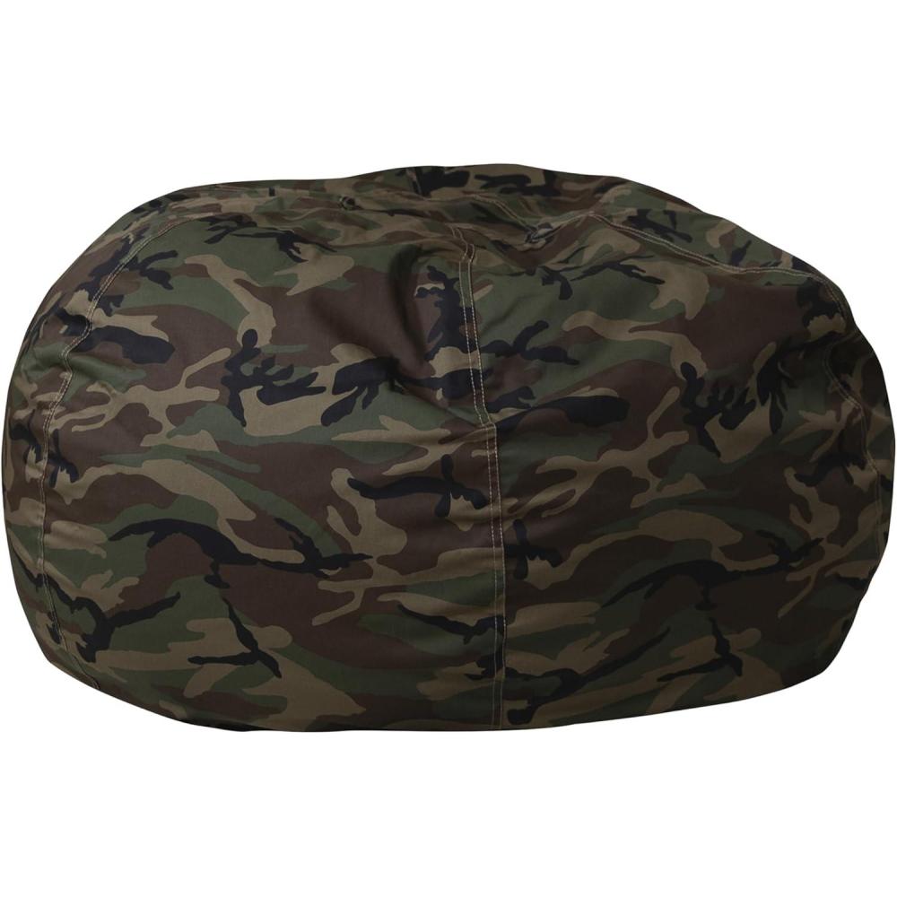 imageFlash Furniture Duncan Oversized Bean Bag Chair for Kids and Adults FoamFilled Beanbag Chair with Machine Washable Cover Light Pink Polka DotCamouflage