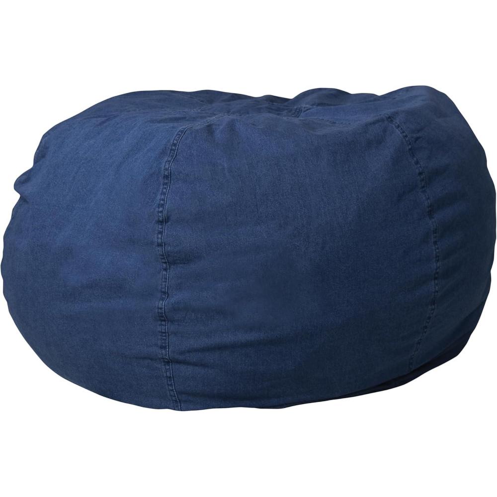 imageFlash Furniture Duncan Oversized Bean Bag Chair for Kids and Adults FoamFilled Beanbag Chair with Machine Washable Cover Light Pink Polka DotDenim