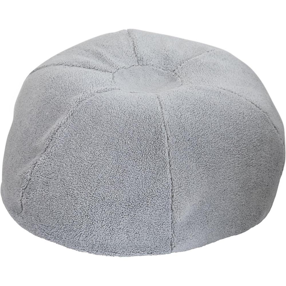 imageFlash Furniture Duncan Oversized Bean Bag Chair for Kids and Adults FoamFilled Beanbag Chair with Machine Washable Cover Light Pink Polka DotGray Sherpa
