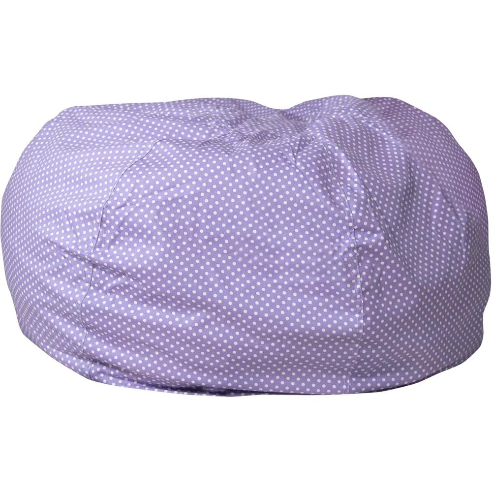 imageFlash Furniture Duncan Oversized Bean Bag Chair for Kids and Adults FoamFilled Beanbag Chair with Machine Washable Cover Light Pink Polka DotLavender Dot