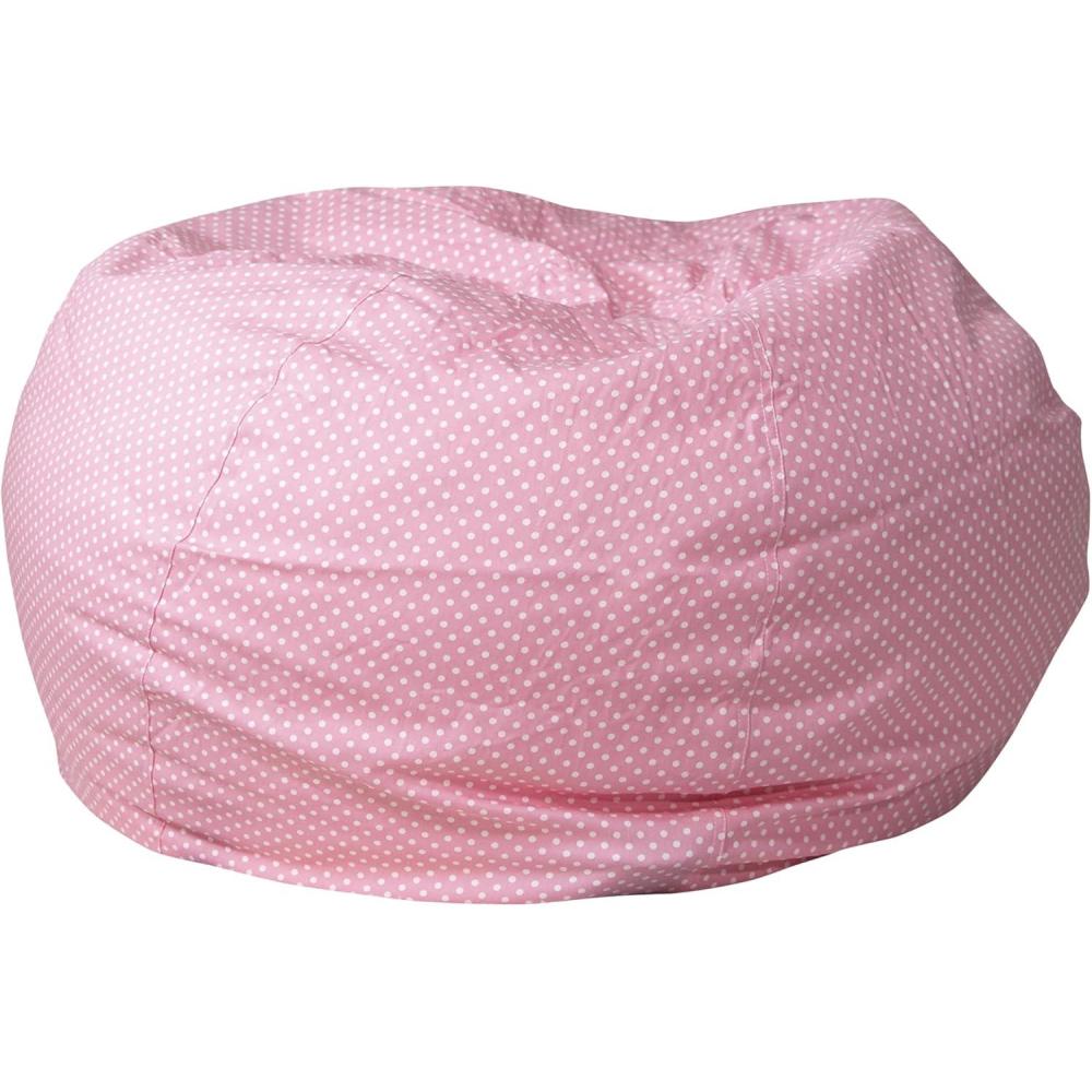 imageFlash Furniture Duncan Oversized Bean Bag Chair for Kids and Adults FoamFilled Beanbag Chair with Machine Washable Cover Light Pink Polka DotLight Pink Dot