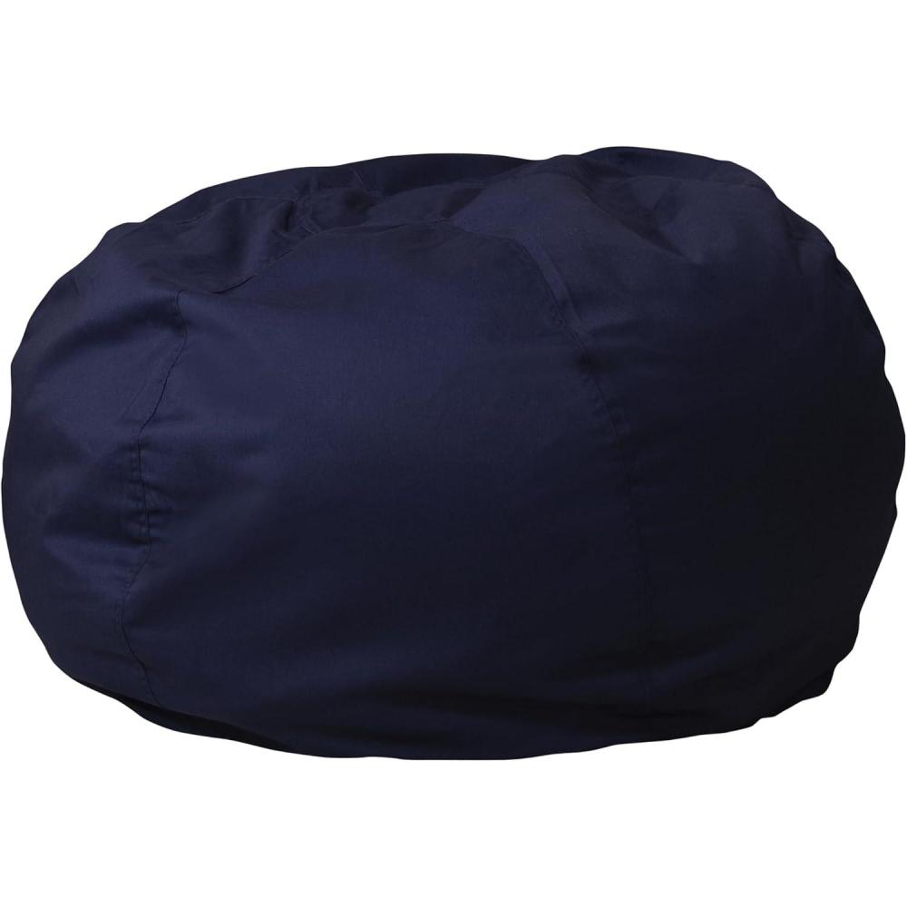 imageFlash Furniture Duncan Oversized Bean Bag Chair for Kids and Adults FoamFilled Beanbag Chair with Machine Washable Cover Light Pink Polka DotNavy Blue