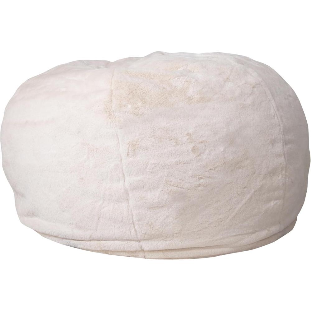 imageFlash Furniture Duncan Oversized Bean Bag Chair for Kids and Adults FoamFilled Beanbag Chair with Machine Washable Cover Light Pink Polka DotWhite Furry