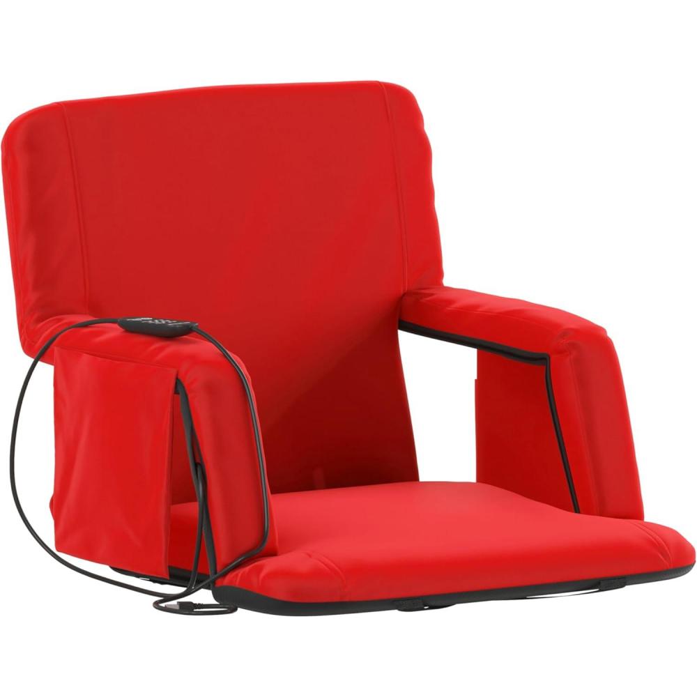 imageFlash Furniture Malta Stadium Seat with Heated Back and Seat 6 Recline Positions Portable Chair with Backpack Straps USB Battery Pack Not Included RedRed