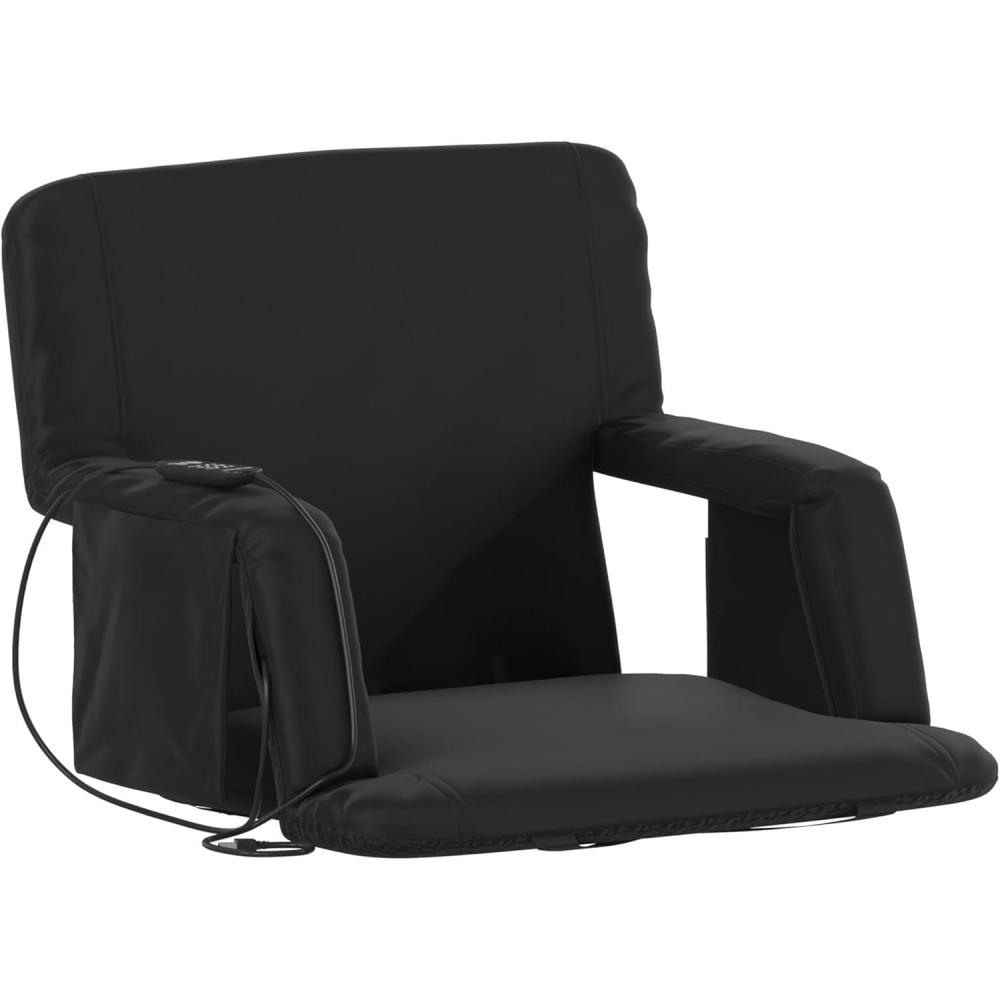 imageFlash Furniture Malta Stadium Seat with Heated Back and Seat 6 Recline Positions Portable Chair with Backpack Straps USB Battery Pack Not Included RedBlack