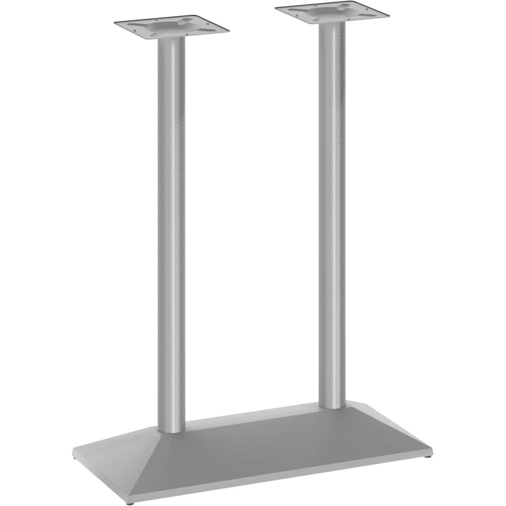 imageFlash Furniture Palis 27quot x 15quot IndoorOutdoor Dining Height Double Column Table Base Cast Iron Base with Steel Columns Silver Fits 30quot x 48quot Table TopsSilver