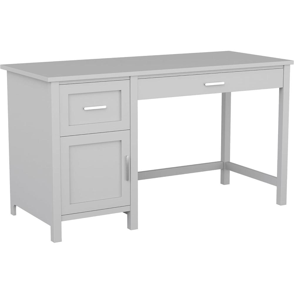 imageMartha Stewart Hutton Shaker Style Home Office Desk with Storage in White with Polished Brass HardwareGrayBrushed Nickel