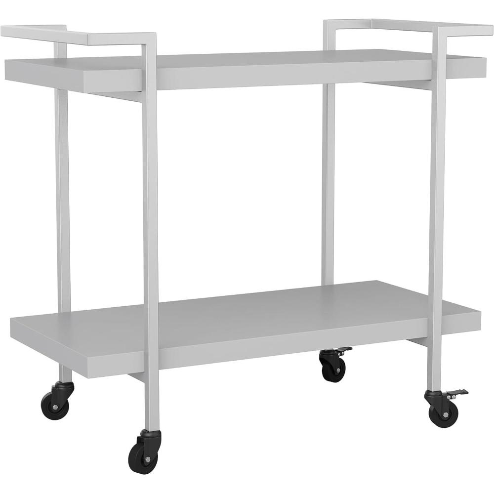 imageMartha Stewart Liam 2Tier Mobile Office Storage and Printer Cart in White with Polished Brass FrameGrayBrushed Nickel Frame
