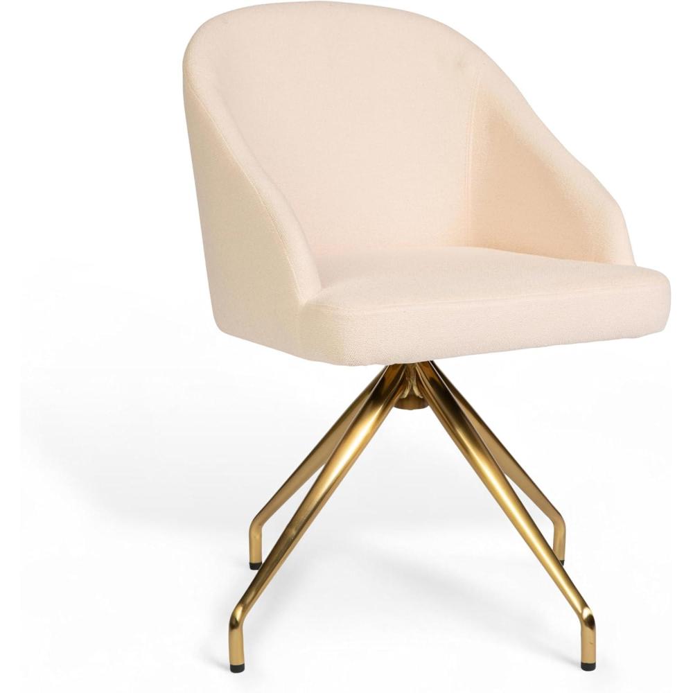 imageMartha Stewart Sora Stationary Swivel Task Chair with Sloped Arms for Home Office in Sage Faux Leather with Polished Brass FrameConch Shell FabricPolished Brass Frame