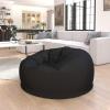 Flash Furniture Duncan Oversized Bean Bag Chair for Kids and Adults, Foam-Filled Beanbag Chair with Machine Washable Cover, Light Pink Polka Dot(Black)
