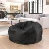 Flash Furniture Duncan Oversized Bean Bag Chair for Kids and Adults, Foam-Filled Beanbag Chair with Machine Washable Cover, Light Pink Polka Dot(Black Furry)