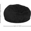 Flash Furniture Duncan Oversized Bean Bag Chair for Kids and Adults, Foam-Filled Beanbag Chair with Machine Washable Cover, Light Pink Polka Dot(Black Furry)