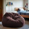 Flash Furniture Duncan Oversized Bean Bag Chair for Kids and Adults, Foam-Filled Beanbag Chair with Machine Washable Cover, Light Pink Polka Dot(Brown)
