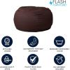 Flash Furniture Duncan Oversized Bean Bag Chair for Kids and Adults, Foam-Filled Beanbag Chair with Machine Washable Cover, Light Pink Polka Dot(Brown)