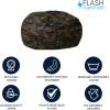 Flash Furniture Duncan Oversized Bean Bag Chair for Kids and Adults, Foam-Filled Beanbag Chair with Machine Washable Cover, Light Pink Polka Dot(Camouflage)