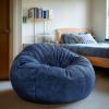 Flash Furniture Duncan Oversized Bean Bag Chair for Kids and Adults, Foam-Filled Beanbag Chair with Machine Washable Cover, Light Pink Polka Dot(Denim)
