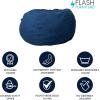 Flash Furniture Duncan Oversized Bean Bag Chair for Kids and Adults, Foam-Filled Beanbag Chair with Machine Washable Cover, Light Pink Polka Dot(Denim)