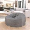 Flash Furniture Duncan Oversized Bean Bag Chair for Kids and Adults, Foam-Filled Beanbag Chair with Machine Washable Cover, Light Pink Polka Dot(Gray Furry)