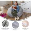 Flash Furniture Duncan Oversized Bean Bag Chair for Kids and Adults, Foam-Filled Beanbag Chair with Machine Washable Cover, Light Pink Polka Dot(Gray Sherpa)