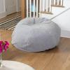Flash Furniture Duncan Oversized Bean Bag Chair for Kids and Adults, Foam-Filled Beanbag Chair with Machine Washable Cover, Light Pink Polka Dot(Gray Sherpa)