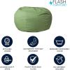 Flash Furniture Duncan Oversized Bean Bag Chair for Kids and Adults, Foam-Filled Beanbag Chair with Machine Washable Cover, Light Pink Polka Dot(Green)
