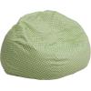 Flash Furniture Duncan Oversized Bean Bag Chair for Kids and Adults, Foam-Filled Beanbag Chair with Machine Washable Cover, Light Pink Polka Dot(Green Dot)