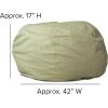 Flash Furniture Duncan Oversized Bean Bag Chair for Kids and Adults, Foam-Filled Beanbag Chair with Machine Washable Cover, Light Pink Polka Dot(Green Dot)