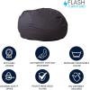 Flash Furniture Duncan Oversized Bean Bag Chair for Kids and Adults, Foam-Filled Beanbag Chair with Machine Washable Cover, Light Pink Polka Dot(Grey)