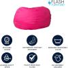 Flash Furniture Duncan Oversized Bean Bag Chair for Kids and Adults, Foam-Filled Beanbag Chair with Machine Washable Cover, Light Pink Polka Dot(Hot Pink)