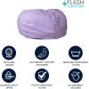 Flash Furniture Duncan Oversized Bean Bag Chair for Kids and Adults, Foam-Filled Beanbag Chair with Machine Washable Cover, Light Pink Polka Dot(Lavender Dot)
