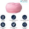 Flash Furniture Duncan Oversized Bean Bag Chair for Kids and Adults, Foam-Filled Beanbag Chair with Machine Washable Cover, Light Pink Polka Dot(Light Pink Dot)