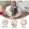 Flash Furniture Duncan Oversized Bean Bag Chair for Kids and Adults, Foam-Filled Beanbag Chair with Machine Washable Cover, Light Pink Polka Dot(Natural Sherpa)