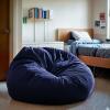 Flash Furniture Duncan Oversized Bean Bag Chair for Kids and Adults, Foam-Filled Beanbag Chair with Machine Washable Cover, Light Pink Polka Dot(Navy Blue)