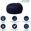Flash Furniture Duncan Oversized Bean Bag Chair for Kids and Adults, Foam-Filled Beanbag Chair with Machine Washable Cover, Light Pink Polka Dot(Navy Blue)
