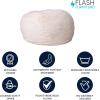 Flash Furniture Duncan Oversized Bean Bag Chair for Kids and Adults, Foam-Filled Beanbag Chair with Machine Washable Cover, Light Pink Polka Dot(White Furry)
