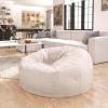 Flash Furniture Duncan Oversized Bean Bag Chair for Kids and Adults, Foam-Filled Beanbag Chair with Machine Washable Cover, Light Pink Polka Dot(White Furry)