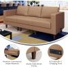 Flash Furniture Hercules Artemis Commercial Modular Sofa for Reception and Lobby Use, Solid Wood Legs, 4 Outlets, 2 USB, and 2 USB-C Ports, Black LeatherSoft(Cognac)