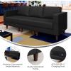 Flash Furniture Hercules Artemis Commercial Modular Sofa for Reception and Lobby Use, Solid Wood Legs, 4 Outlets, 2 USB, and 2 USB-C Ports, Black LeatherSoft(Black)